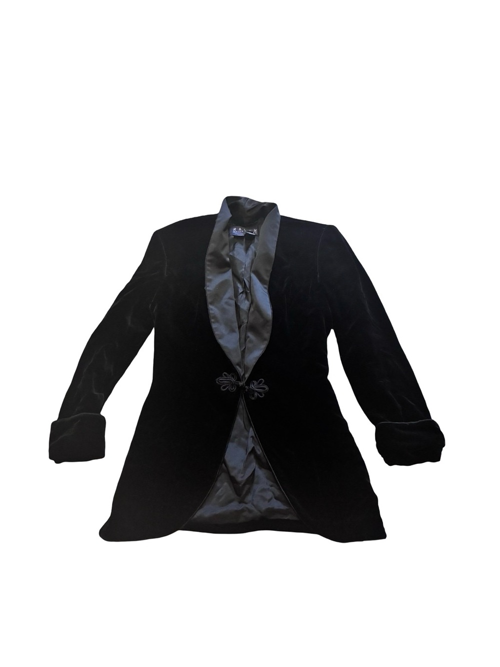 Vintage Ralph Lauren Black Velvet Smoking Jacket with Frog Closure